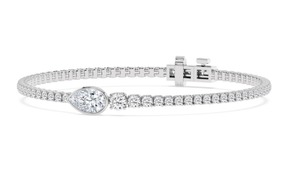 Bracelet tennis en or rose 9 carats avec diamants de laboratoire taille poire sertis en clos, 5,06 CTW, 7 pouces - Product Image 4