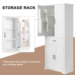 Mobiletto da Bagno con Ripiani Regolabili, Ante e Cassetto, Molteplici Spazi di Archiviazione, Accessorio per Arredamento - Product Image 6