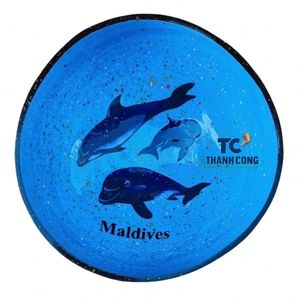 Vente en gros de bols en noix de coco laqués polis, marché de Maurice, design personnalisé de l'oiseau Dodo peint à la main, respectueux de l'environnement, directement du Vietnam - Product Image 1