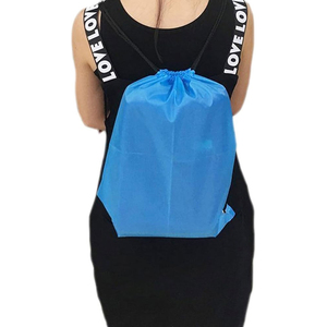 Custom Logo <b>Drawstring</b> <b>Backpack</b> With Mesh Side Pockets Front Zipper Pocket Waterproof Sports Gym Sack Bag Lightweight Polyester - Product Image 4