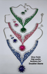 Conjunto de collar de lujo con acabado plateado de primera calidad, ligero, perfecto para fiestas, bodas, combina con todos los atuendos. - Product Image 3