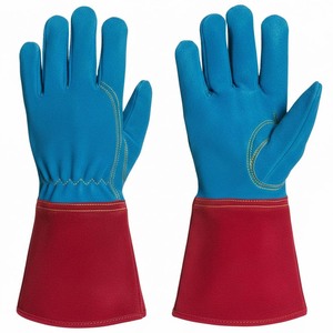 Gants de soudage longs en cuir rouge, gants de travail pour soudage TIG et MIG, gants en cuir pour foyer, camping et extérieur - Product Image 1