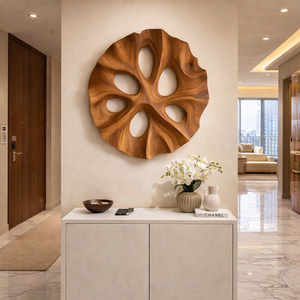 Escultura de Madera Sólida, Arte de Pared de Diseño Moderno y Lujoso para Decoración de Interiores de Sala de Estar, Relieve de Pared Tallado a Mano - Product Image 2