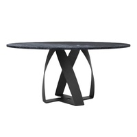 Table basse ronde moderne avec plateau en céramique grise de 11 mm d'épaisseur et pieds en métal, meubles de salon