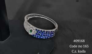 CZ Brass Filigree <b>Cuff</b> Bangle Rhodium Plated Pink Blue Stone Women's <b>Bracelet</b> Open Handmade Jewelry Gift Adjustable - Product Image 3