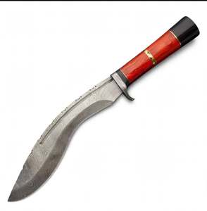 Cuchillo utilitario de acero de Damasco hecho a mano con mango de madera Pakkawood roja, pieza de exhibición OEM para bricolaje - Product Image 2