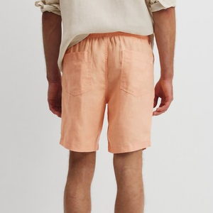 Comfortable Solid Cotton Men's Summer Casual Shorts <b>Elastic</b> Waist Breathable Quick Dry High Street Style Side Pockets Contrast - Product Image 3