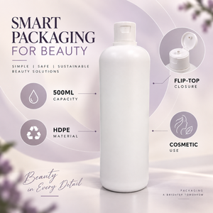 Flacon de soin personnel haut de gamme |   Conteneur à couvercle rabattable en HDPE de 500 ml pour l'emballage de shampooing, de lotion, de gel douche, de produits cosmétiques et de soins de la peau - Product Image 5
