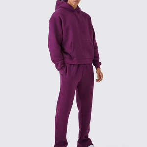 Wholesale Custom Logo Sweat Suit Luxury <b>Plain</b> Blank Baggy Jogger Sweatpants And <b>Hoodies</b> Set Custom Outfits Tracksuit For Men - Product Image 1