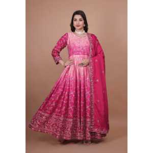 Ensemble robe longue et dupatta pour soirée, avec broderie et sequins, taille XL - Product Image 2