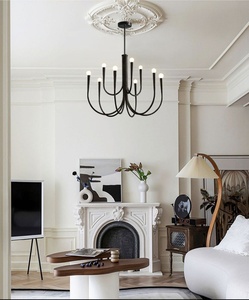 French Retro Oval Chandelier Antique Style Art LED Candle Lamp for Restaurant Living Room Bedroom Light - Product Image 2