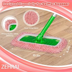 6pcs Reusable Microfiber <b>Mop</b> Pads Wet/Dry Flat <b>Mop</b> Cover Sweeping Mopping Replacement for Swiffer Sweeper <b>Mop</b> - Product Image 2