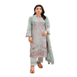 <b>Eid</b> <b>Dresses</b> Heavy Party <b>Dresses</b> for Women with Embroidered Lawn Three Piece Punjabi Suits by Ramsha Vol MASHAAL-11 Maxi Frock - Product Image 1
