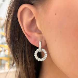 Lab Grown <b>Diamond</b> Statement Hoop <b>Earrings</b> Wholesale 14k Solid Gold Round Cut Huggie Latch Clasp Drop Unique <b>Dangles</b> Manufacturer - Product Image 6