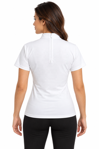 Women's White Short Sleeve Shirt Crystal Embellishments Breathable Comfortable Professional Elegant Casual <b>Equestrian</b> Riding Top - Product Image 5