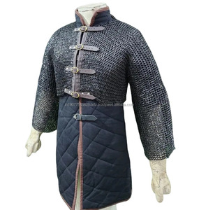 Handmade Mild Steel Chainmail Hauberk Armor Flat Riveted Washer <b>Rings</b> Medieval Knight Viking Design for Birthday Party Halloween - Product Image 1