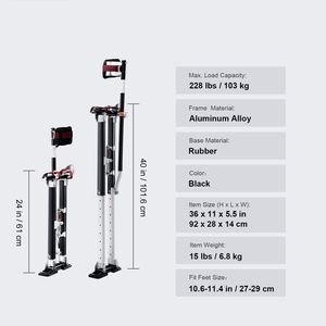 Pali da Lavoro Regolabili in Alluminio 24-40 con Protezioni Ginocchia Gomiti Fianchi, Attrezzo da Lavoro Durevole Antiscivolo per Cartongesso - Product Image 4