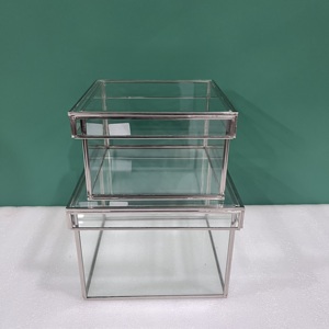 Artisan Design Rectangular Jewellery Box Set of 2 <b>Decorative</b> Display <b>Boxes</b> <b>with</b> Steel and Glass Natural Finish and <b>Lid</b> - Product Image 5