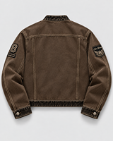 Veste de motard marron vieilli pour homme Sam Tactical, col montant, fermeture éclair, badge brodé, prix abordable, vente en gros, OEM