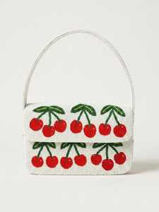 Sac à main en toile à motif orange brodé, forme rectangulaire, fait main avec du fil de coton - Product Image 5