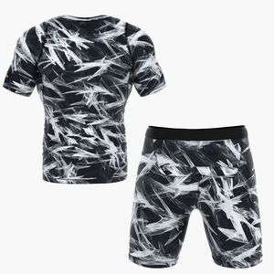 Ensemble de sport pour homme personnalisé professionnel à motifs, 2 pièces, compression, séchage rapide, t-shirt et short sublimés, ensemble d'entraînement fitness - Product Image 2