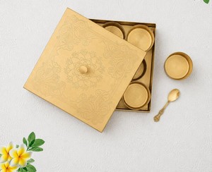 Modern Iron Spice Organizer <b>Box</b> with Engraved Lid Multipurpose Kitchen Storage Container for Spices Square Iron Masala Dabba - Product Image 3