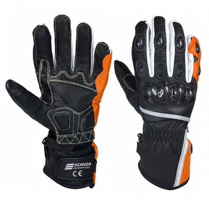 Gants de moto en cuir, gants de protection intégrale pour la conduite, avec paume renforcée et protection des articulations, manchette longue - Product Image 6
