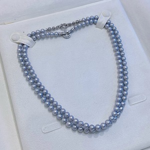 Colliers de perles d'eau douce argentées grises, abondants, rondeur de 5 à 6 mm, avec une peau lisse et délicate, qualité comparable - Product Image 3