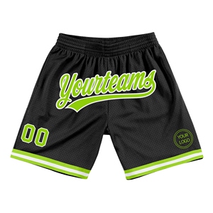 Custom Eco-Friendly Custom Black Neon Green-<b>White</b> Authentic Throwback Basketball <b>Shorts</b> - Product Image 5