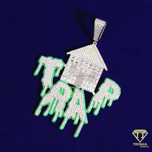 Collier pendentif Hip Hop Fashion Trap House avec diamants Moissanite VVS et argent sterling 925 - Product Image 6