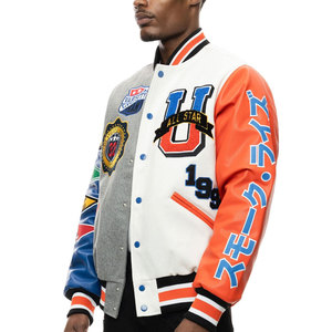New Arrival Men Varsity Jacket Stand Collar Front Logo Winter <b>Warm</b> <b>Waterproof</b> Breathable Regular Length Single Button Closure - Product Image 3
