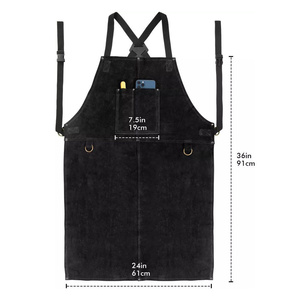 Premium Cowhide Split Leather Welding <b>Work</b> <b>Apron</b> Heat Resistant Flame Retardant Bib <b>Apron</b> Industrial Safety Body Protection - Product Image 2