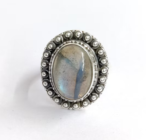 Fashionable Trendy <b>Labradorite</b> <b>Ring</b> Vintage Style Made 925 Silver for Unisex Fine Jewellery Wholesaler - Product Image 2