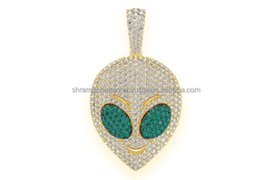 SHRAMAN DIAMOND Joyería de Moda Unisex de Buena Calidad, Regalo, Plata 925 Bañada en Oro Blanco, Colgante con Cabeza de Alienígena Helado, Diamante Cultivado en Laboratorio - Product Image 5
