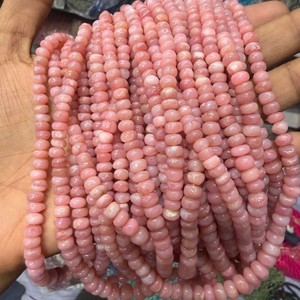 New Trending Baby Pink <b>Opal</b> Smooth Rondelle Beads 6mm-8mm 16" Strand CMA Certified Jaipurgemshouse Jewelry Making <b>Necklace</b> - Product Image 2