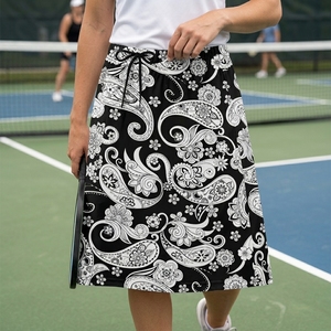 Falda pantalón larga deportiva de verano para mujer, personalizada por sublimación, de color liso, con bolsillos, cintura con cordón, estilo conservador, de material tejido elástico, para deportes. - Product Image 2