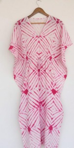 Vestido Maxi Kaftan Bohemio de Alta Calidad, Ecológico, 100% Algodón, con Encaje, Tie Dye, Cintura Elástica, Mangas Dolman, Transpirable - Product Image 2