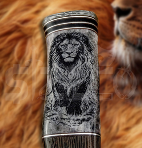 Custom Handmade Damascus Steel Bowie <b>Knife</b> with Lion King Engraved <b>Handle</b> & Leather Sheath Hunting Camping OEM Ideal Gift - Product Image 2