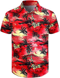 Summer <b>Men's</b> Beach Short Sleeve Floral Button Down <b>Hawaiian</b> Style Casual <b>Shirt</b> Spandex/Polyester Breathable & Quick Dry - Product Image 3