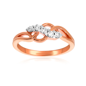 Solid 10K Rose Gold Ring Women’s Fashion Ring 5 Accent Diamonds Elegant Style Birthday <b>Present</b> 0.18ctw - Product Image 2