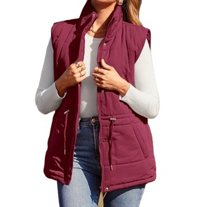 Chaleco acolchado para mujer con cremallera, cuello levantado, sin mangas, acolchado, chaqueta, abrigo con bolsillos - Product Image 2