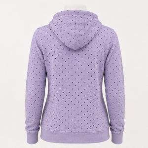 Sudadera con Capucha Personalizada para Mujer, Color Lavanda Suave, Corte Ajustado y Relajado, Diseño de Puntos, Ligera, de Algodón y Felpa - Product Image 2
