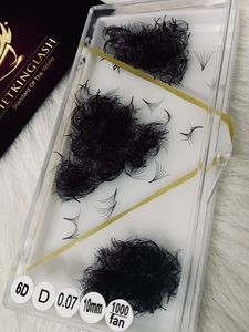 Extensiones sintéticas de longitud mixta de primera calidad, 0,15mm de espesor, rizo Natural hecho a mano, tipo D, tallo largo corto, pestañas de volumen 20D - Product Image 2