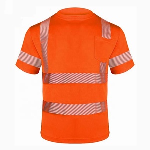 <b>Orange</b> <b>Hi</b> <b>Vis</b> Safety T Shirt Reflective Workwear Short Sleeve High Visibility Tee with Pocket Custom Logo 2026 - Product Image 1