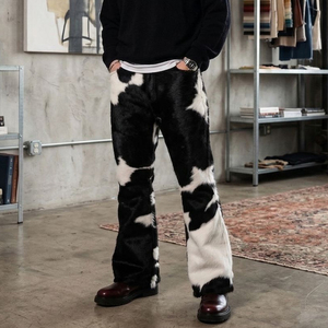 Pantalon évasé tendance 2026 pour homme en cuir véritable, coupe-vent, respirant, écologique, séchage rapide, haute qualité, élastique, style hip-hop - Product Image 1