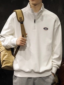 Sudadera ODM personalizada de cuello alto con media cremallera para hombre, 100% algodón, talla grande, hombros caídos, cremallera de cuarto, sudadera lisa para hombre y mujer - Product Image 6