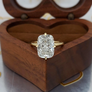 Women's 3 carat 14K Solid Gold <b>Cushion</b> Cut Diamond Engagement Ring Lab grown diamond IGI Certified Classic Style - Product Image 3