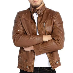Chaqueta de Motociclista de Cuero Genuino de Piel de Oveja para Hombre |   Chaqueta de Cuero para Hombre de Color Sólido |   Logotipo de Diseño Personalizado OEM al por Mayor - Product Image 5