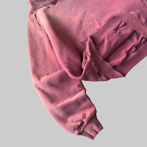 Oversized <b>Pink</b> Hooded <b>Sweatshirt</b> Unisex Garment Dyed Cotton French Terry Pocket Design Autumn Style OEM ODM Factory - Product Image 5