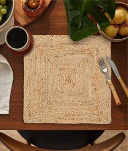 Nouveaux sets de table en rotin japonais pour restaurants, artisanat fait main, napperons fantaisie, dessous de verre pliables en raphia et rotin - Product Image 5